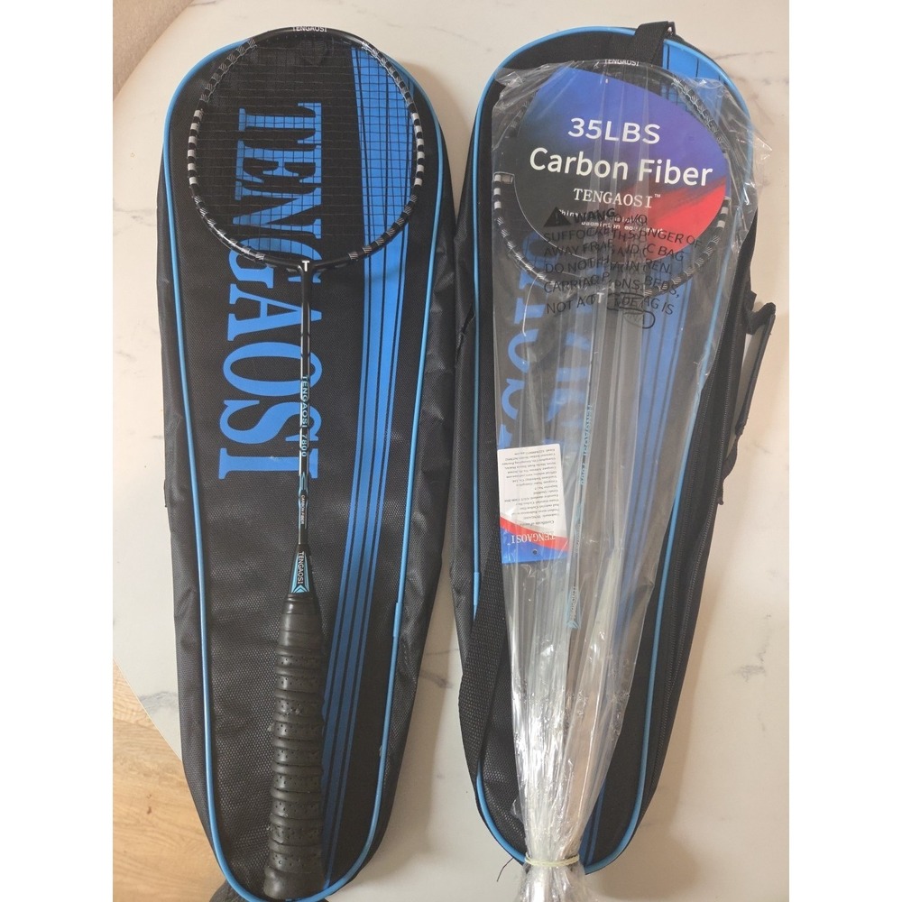 2 Carbon Fiber High-Grade Badminton Racquets 3.2oz TENGAOSI 7800 With Bags